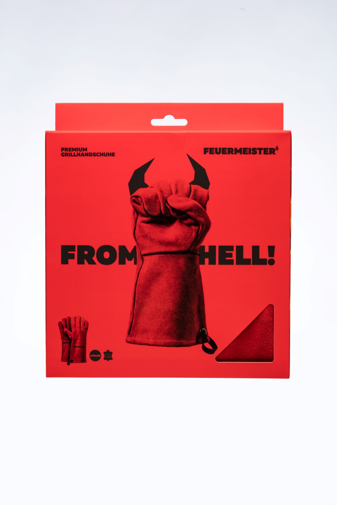 Grillhandschuhe FEUERMEISTER® | Spaltleder | rot – (Paar)