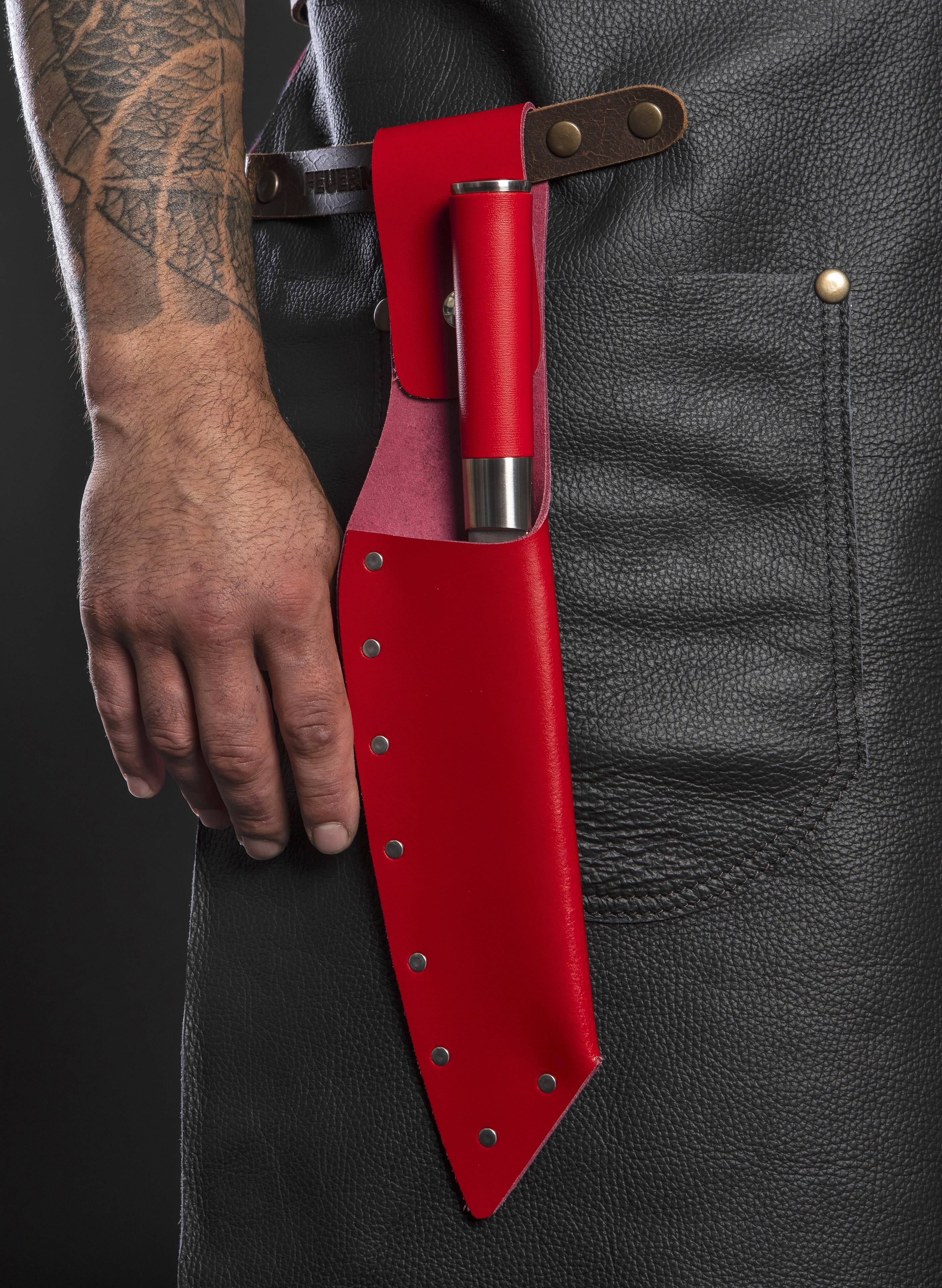 Feuermeister® Messerscheide aus Nappaleder, rot
